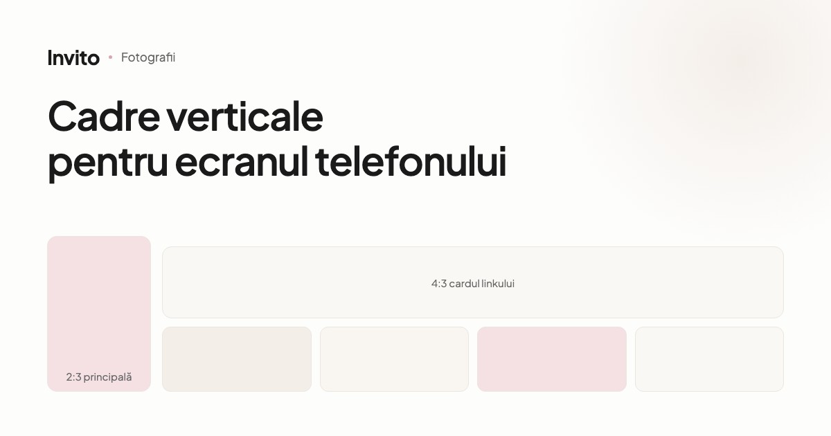 Fotografie verticală pentru ecranul telefonului și una orizontală pentru cardul linkului